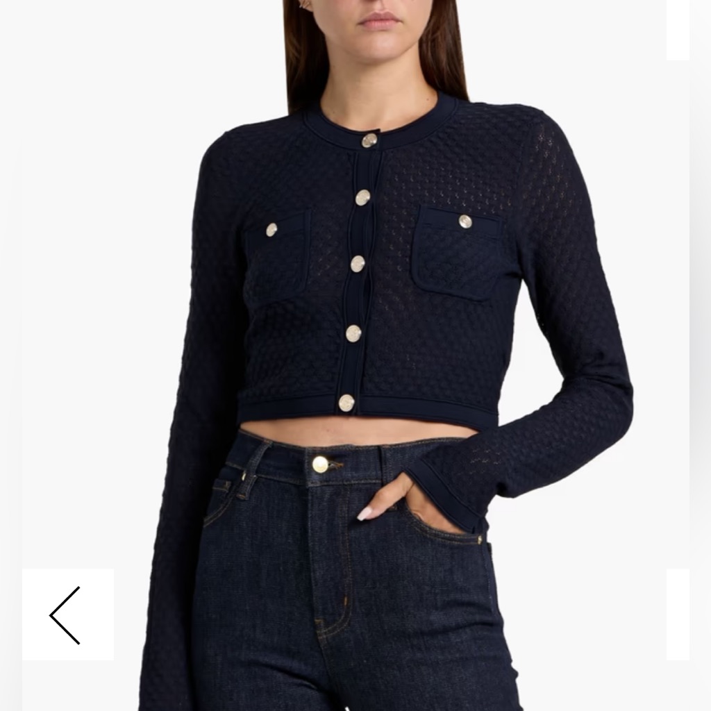 Sandro Cropped Pointelle-Knit Cardigan